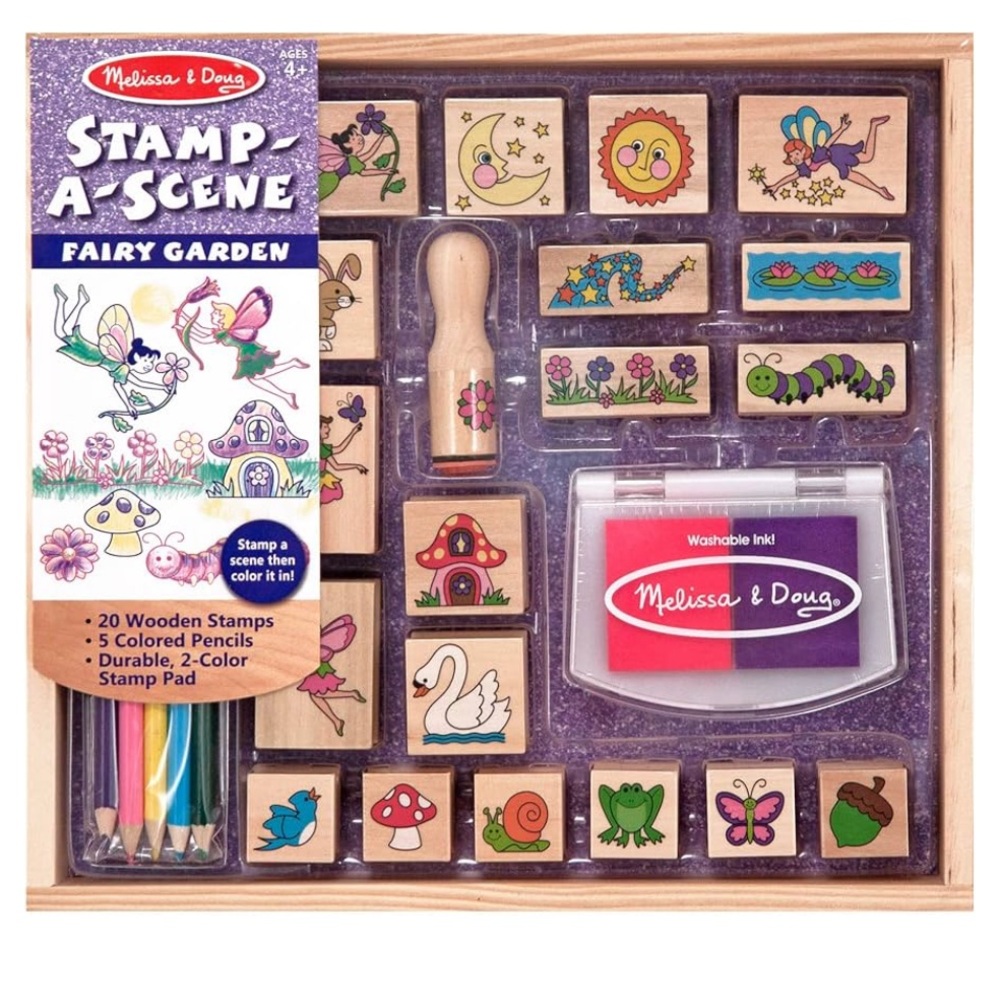 Melissa & Doug Fairy Garden: Stamp-a-Scene Wooden Stamp Set